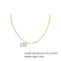 Detailed view of gold paperclip chain necklace showing 40+5cm length and link size - Gold