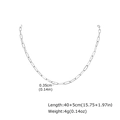 Detailed view of silver stainless steel paperclip chain with exact size measurements - Silver