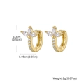 Detalle de pendientes de aro con trébol dorado, circonitas y medidas exactas - Dorado (EBD-505G)