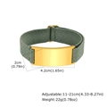 Green elastic watch band bracelet with gold stainless steel bar for engraving - Deep Green Style (BR-1817G-2)