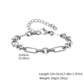 Macro detail of men's geometric stainless steel chain with size and weight metrics - Silver Geometric Chain (BR-2328S01-19)