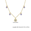 Detail van gouden Evil Eye ketting met 1 cm hanger en verstelbare 40+5 cm lange ketting - Boze Oog Stijl 1 (NC-2583G)