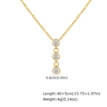 Collana minimalista in acciaio inossidabile dorato con tre pietre di zircone verticali - Stile Triplo Strass Verticale Oro (NC-2526G)