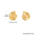 Pendientes de caracola en espiral bañados en oro de 18K con textura cepillada mate - Pendientes de Botón de Caracol Espiral Dorado Cepillado (ES-705G)
