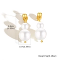Detailed size chart of gold double pearl earrings with 2.6cm height and 5g weight - Double Pearl Drop Style (ED-807)