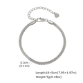 0.3cm slim silver stainless steel mesh chain bracelet with adjustable lobster clasp - Steel 3mm*18-23cm