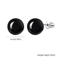 Detailed size chart of 10mm round black onyx stud earrings with 4g weight specification - Black Round Bead Style (ES-628S01)