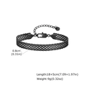 Minimalist black mesh stainless steel bracelet with lobster clasp and extension chain - Black 8mm*18-23cm