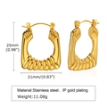 Pendientes de aro en U de acero inoxidable dorado con detalles de medida y peso - Dorado