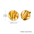 Detail view of geometric wrinkled gold earrings showing size dimensions and weight - Circular Wrinkle Style (563)
