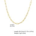 Dettaglio catena a maglie graffetta dorata con misure di 45 cm e larghezza 0,43 cm - Oro/Lunghezza 45+5CM Larghezza 4.3MM