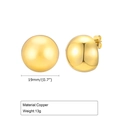 Detail van 19mm minimalistische goudkleurige koperen oorknopjes wegend 13 gram - Goud