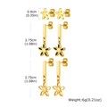 Detailed view of three-piece golden flower earring set with size and weight dimensions - Gold Flower 3-Piece Set (ED-873G)