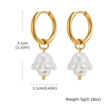 Dimensiones detalladas de pendientes de lirio de los valles, 3,1cm alto y 5g - Dorado