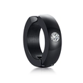 Minimalist black stainless steel clip earring with a sparkling round-cut zircon stone - Black (Single)