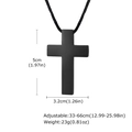 Collar de cruz de acero inoxidable negro mate con cordón de cera ajustable - Negro con Cuerda de Cera