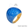 Unregelmäßiger goldener Edelstahlring mit hellblauem Emaille-Marmormuster - Blaue Marmorstruktur Kuppel Stil (RC-636G07-2)