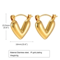 Polished V-shaped gold earrings in stainless steel with vacuum plating, 15.5mm size - V-Shaped Geometric Style (EH-641)