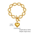 Gold OT clasp heart pendant chain bracelet with dimensions 18cm length and 15g weight - Gold (BR-2631G)