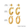 Dettaglio di set orecchini a cerchio dorati in acciaio inox e borchie in zircone - Set di Orecchini (EH-844G01-SET)