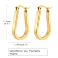 U-shaped stainless steel earrings in gold finish with dimensions 27.5mm by 17.4mm - Minimalist U-Shaped Style (EH-624)