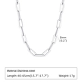 Dimensioni della catena a graffetta in argento con larghezza 5mm e peso di 17 grammi - Color Acciaio