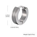 Orecchino a cerchio in acciaio argento con tre scanalature e specifiche dimensionali - Grigio Vintage