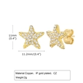 Dettaglio dimensioni di orecchini a stella placcati oro con zirconi cubici incastonati - Oro