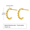 Dettaglio orecchini a cerchio dorati da 13mm in acciaio inossidabile con misure - 13mm Oro (497G-13)