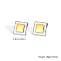Detail showing 0.8cm square gold and silver stud earrings dimensions and weight - Square Style (ES-654) / Gold & Silver