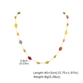 Detailansicht der Goldkette mit 0,6 cm bunten Natursteinen und Größenangaben für Damen - Halskette (NC-2309G)