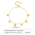 Detail showing gold shell anklet with stainless steel specifications and IP gold plating - Gold