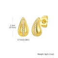 Pendientes vintage de gota dorada con circonitas y dimensiones detalladas en pantalla - Dorado (EBS-227G)