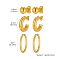 Tabella taglie per set di orecchini a bottone e cerchi in acciaio inossidabile oro - Set da 3 paia / Oro (Set Sfere 0,8 cm)