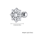 Men's stainless steel punk spider web stud earring with screw back and 0.9cm diameter - Spider Web Style / Silver (ES-770S02-1)