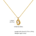 Collana dorata con ciondolo in zircone ovale e specifiche dettagliate delle dimensioni - Collana in Zirconia a Goccia d'Acqua Dorata (NC-2107G)