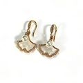 Elegant gold ginkgo leaf earrings with white mother-of-pearl, pearls and sparkling crystals - Ginkgo Leaf Mother Of Pearl Pearl Pendant Earrings (ZG093)