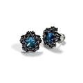 Gothic star-shaped stud earrings with blue center crystal and black diamond accents - Blue Star with Black Rhinestone (ZG051)