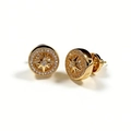 Orecchini a bussola a stella dorati con cristalli pavé e finitura vintage lucida - Stile Stella Bussola Tonda Oro Strass (ZG035)