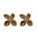 Boucles d'oreilles fleurs vintage françaises avec nacre naturelle et pétales dorés - Style Pétale Multicolore (ZG082)
