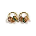 Gold multi-loop earrings with purple, pink and green zircon stones in vintage luxury style - Multicolor Rhinestone Rings (ZG124)