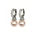 Eleganti orecchini con perle barocche rosa e cerchi d'argento con zirconi pavé - Stile Perla Rosa (ZG053)