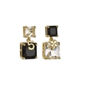 Orecchini asimmetrici stile boccetta di profumo con cristalli bianchi e neri e numero 5 d'oro - Stile Asimmetrico Bianco e Nero (ZG068)