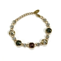 Elegant gold-plated bracelet with multicolored geometric gemstones and extension chain - Vintage Multi-Color Gemstone Bracelet (ZG107)