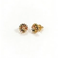 Boucles d'oreilles marguerite rotatives avec cristaux colorés et base plaquée or - Style Marguerite Coloré (ZG147)