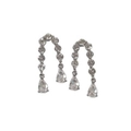 Elegant silver-toned U-shaped tassel earrings with pear-cut sparkling crystals - Silver Water Drop Style (ZG189)