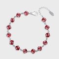 Elegante bracciale in argento sterling S925 con dodici ciondoli tondi in zirconia rossa - Zirconia Rossa (KDP816)