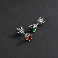 Orecchini a scettro vintage in argento S925 con zirconi cubici verdi e rosso arancio - Rosso & Verde (KDP1026)