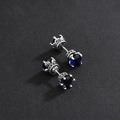 Orecchini a corona scettro in argento S925 con zirconi blu e viola in stile vintage - Blu & Viola (KDP847)