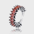 S925 sterling silver open ring with marquise-cut garnet red cubic zirconia stones - Garnet Red Marquise Row Ring (KDP913)